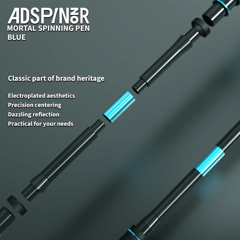 ADSPINZOR Mr. Nope Weighted Mortal Spinning Pen Mod Advanced Trick Spin Pen for Precision & Practice Heavier, Balanced, Anti-Slip Grip, Writable with Brass Weights (Blue) - Image 4